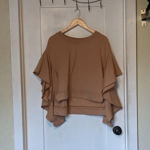 Essue Tan Butterfly Sleeve Crop Sweater Size L